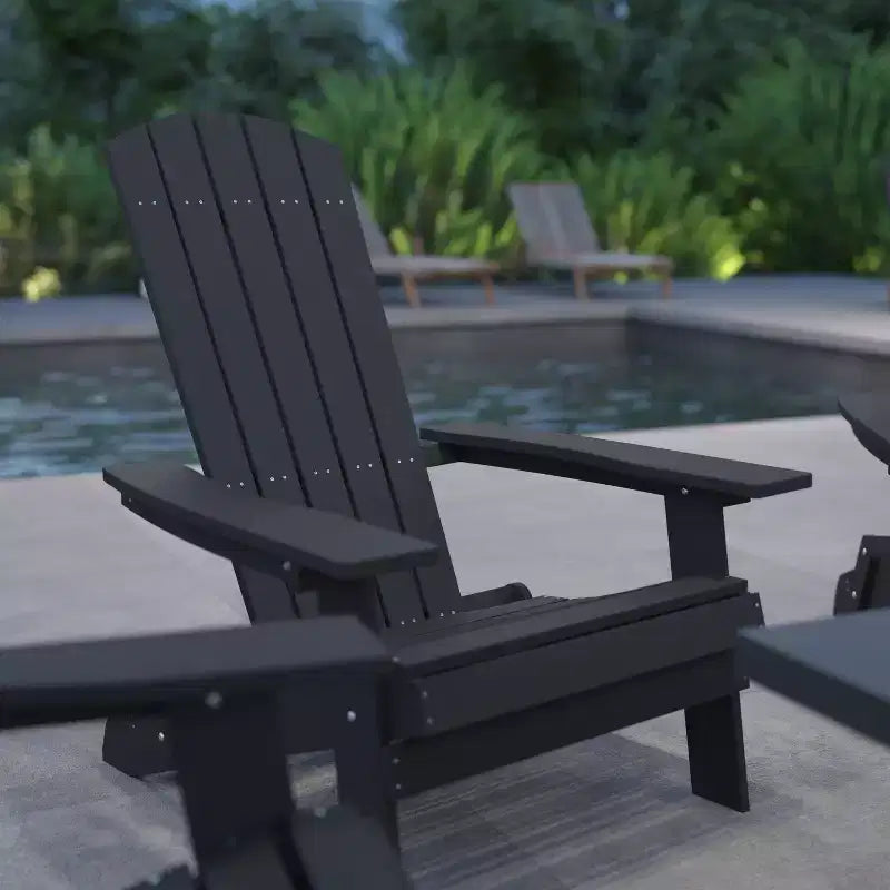 Merrick Lane Set di 4 Sedie Lounge Pieghevoli Adirondack in Poliresina - Sedia da Patio per Interni/Esterni per Tutte le Stagioni