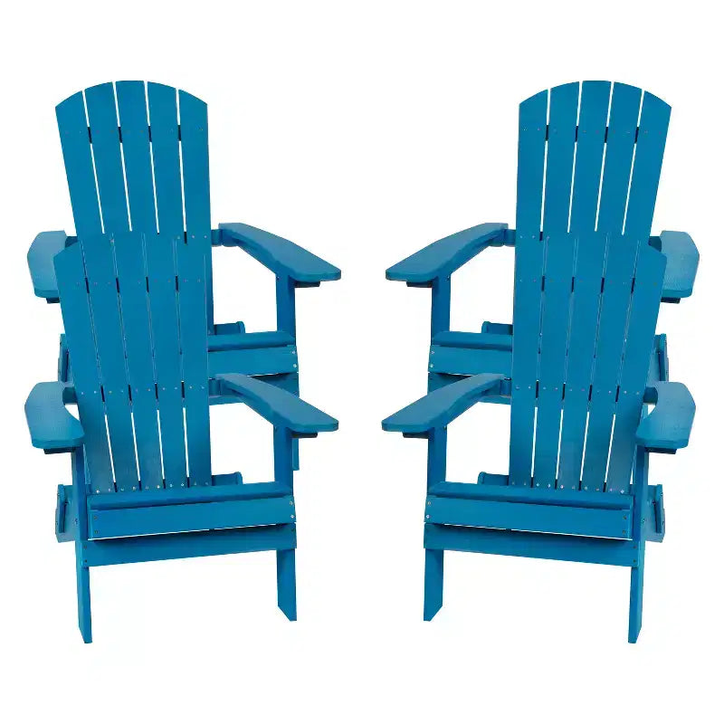 Merrick Lane Set di 4 Sedie Lounge Pieghevoli Adirondack in Poliresina - Sedia da Patio per Interni/Esterni per Tutte le Stagioni