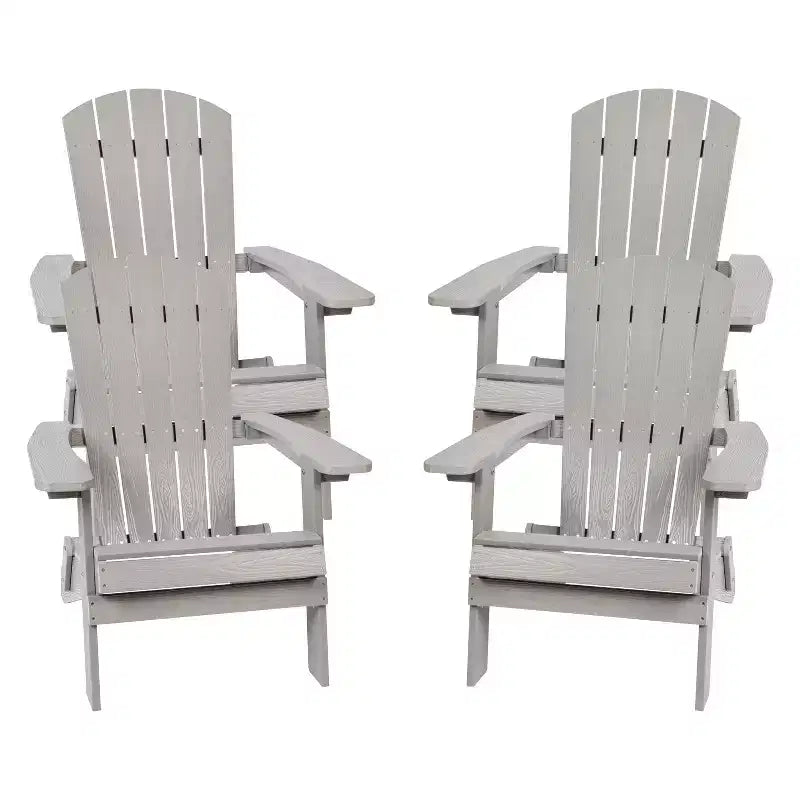 Merrick Lane Set di 4 Sedie Lounge Pieghevoli Adirondack in Poliresina - Sedia da Patio per Interni/Esterni per Tutte le Stagioni