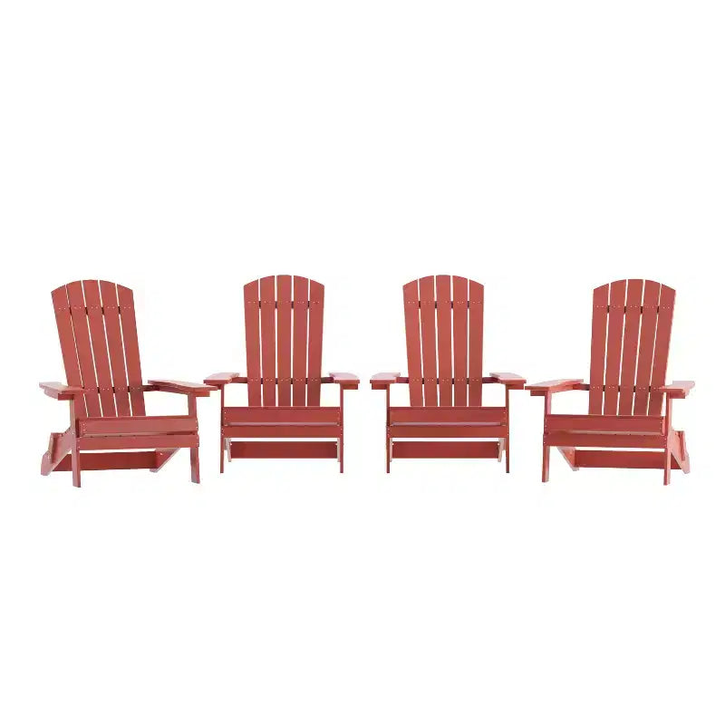 Merrick Lane Set di 4 Sedie Lounge Pieghevoli Adirondack in Poliresina - Sedia da Patio per Interni/Esterni per Tutte le Stagioni