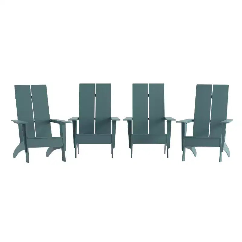 Merrick Lane Set of 4 Modern All-Weather Poly Resin Wood Adirondack Chairs