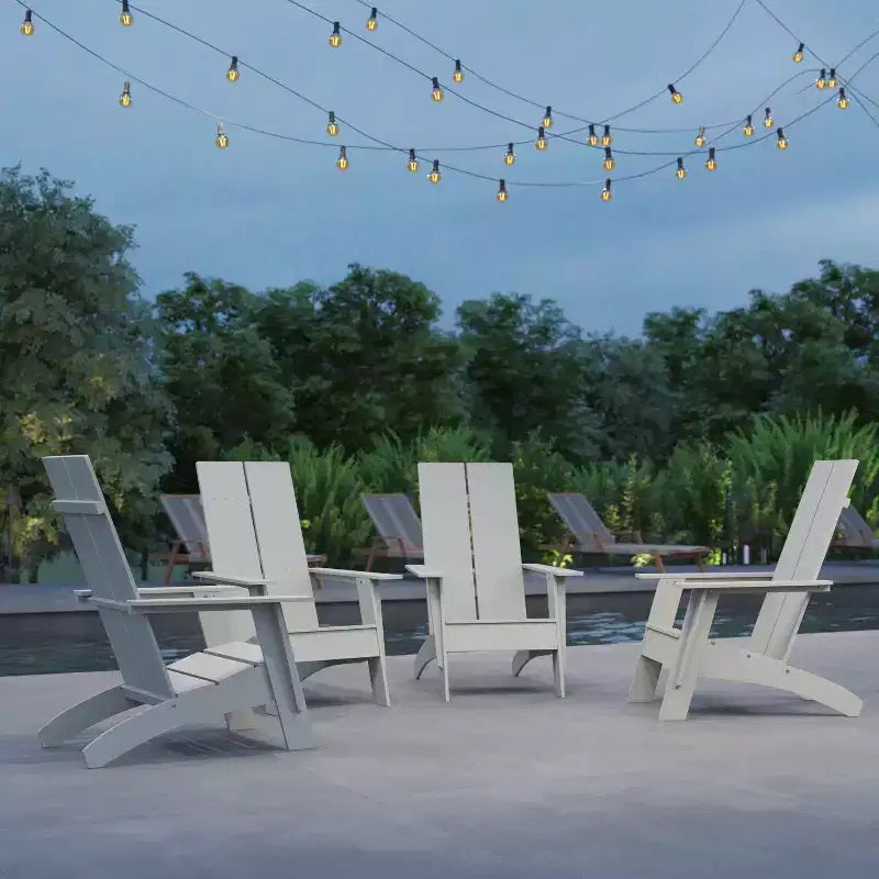 Set di 4 sedie Adirondack Merrick Lane in resina di polietilene per tutte le stagioni, design moderno