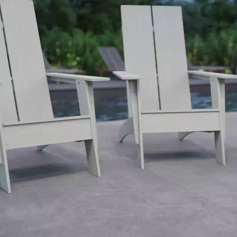 Set di 4 sedie Adirondack Merrick Lane in resina di polietilene per tutte le stagioni, design moderno