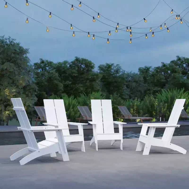 Set di 4 sedie Adirondack Merrick Lane in resina di polietilene per tutte le stagioni, design moderno