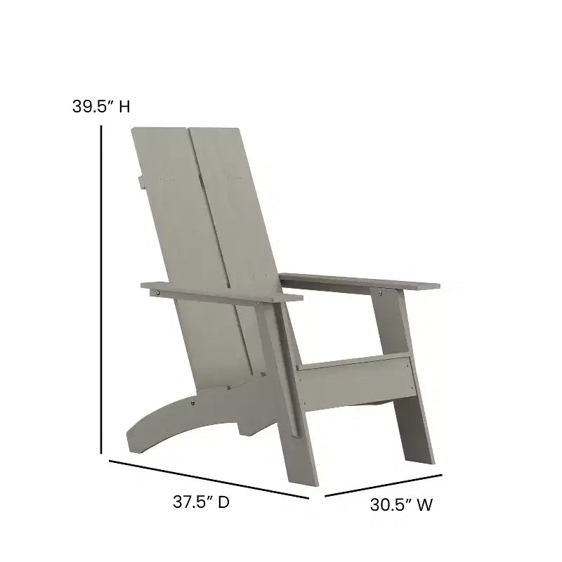 Set di 4 sedie Adirondack Merrick Lane in resina di polietilene per tutte le stagioni, design moderno