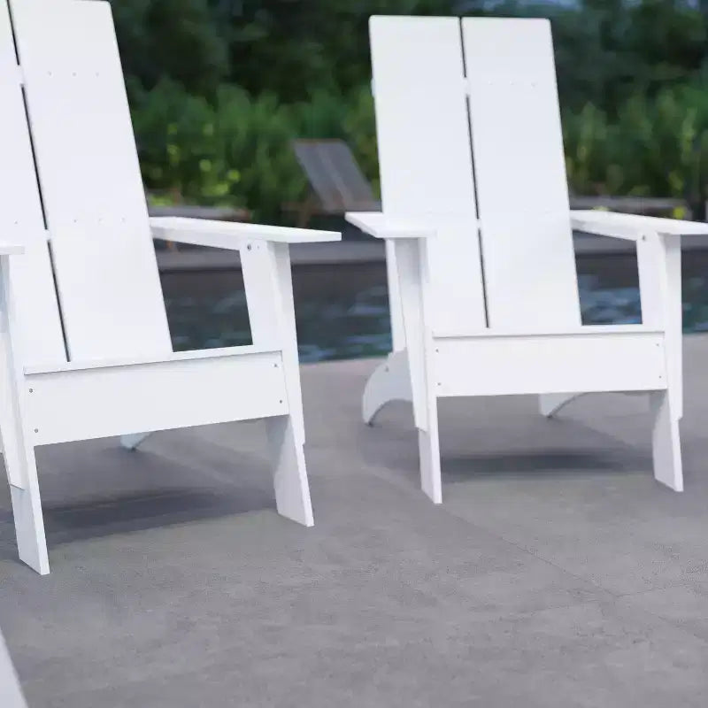 Set di 4 sedie Adirondack Merrick Lane in resina di polietilene per tutte le stagioni, design moderno