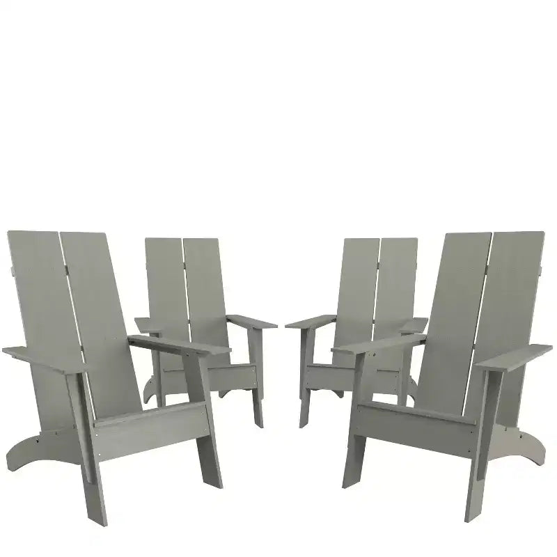Set di 4 sedie Adirondack Merrick Lane in resina di polietilene per tutte le stagioni, design moderno