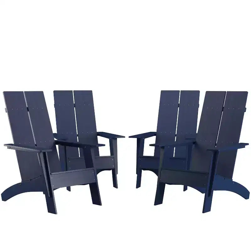 Set di 4 sedie Adirondack Merrick Lane in resina di polietilene per tutte le stagioni, design moderno