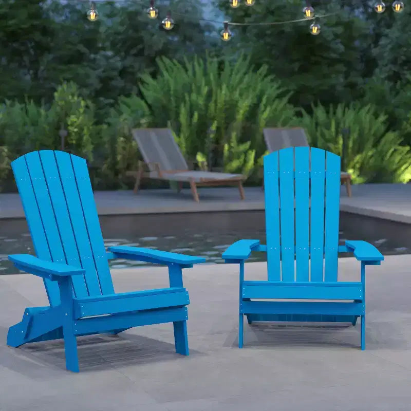 Merrick Lane Set di 2 Sedie Pieghevoli Adirondack in Poliresina - Sedia da Patio per Interni/Esterni per Tutte le Stagioni
