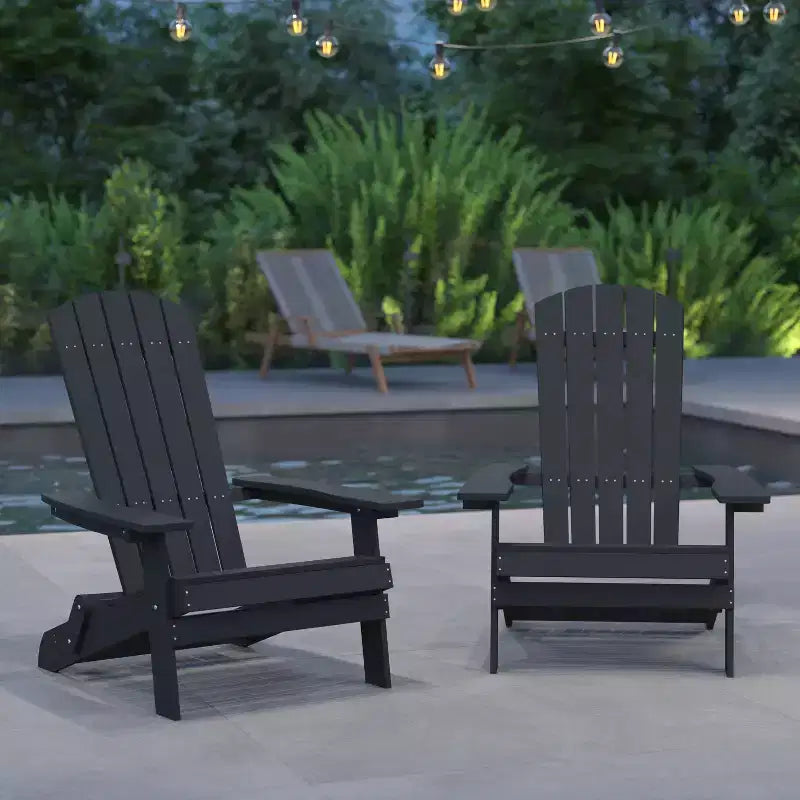 Merrick Lane Set di 2 Sedie Pieghevoli Adirondack in Poliresina - Sedia da Patio per Interni/Esterni per Tutte le Stagioni