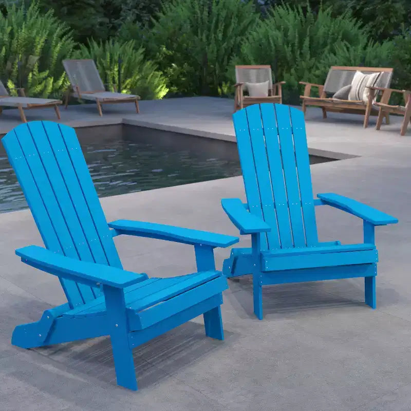 Merrick Lane Set di 2 Sedie Pieghevoli Adirondack in Poliresina - Sedia da Patio per Interni/Esterni per Tutte le Stagioni