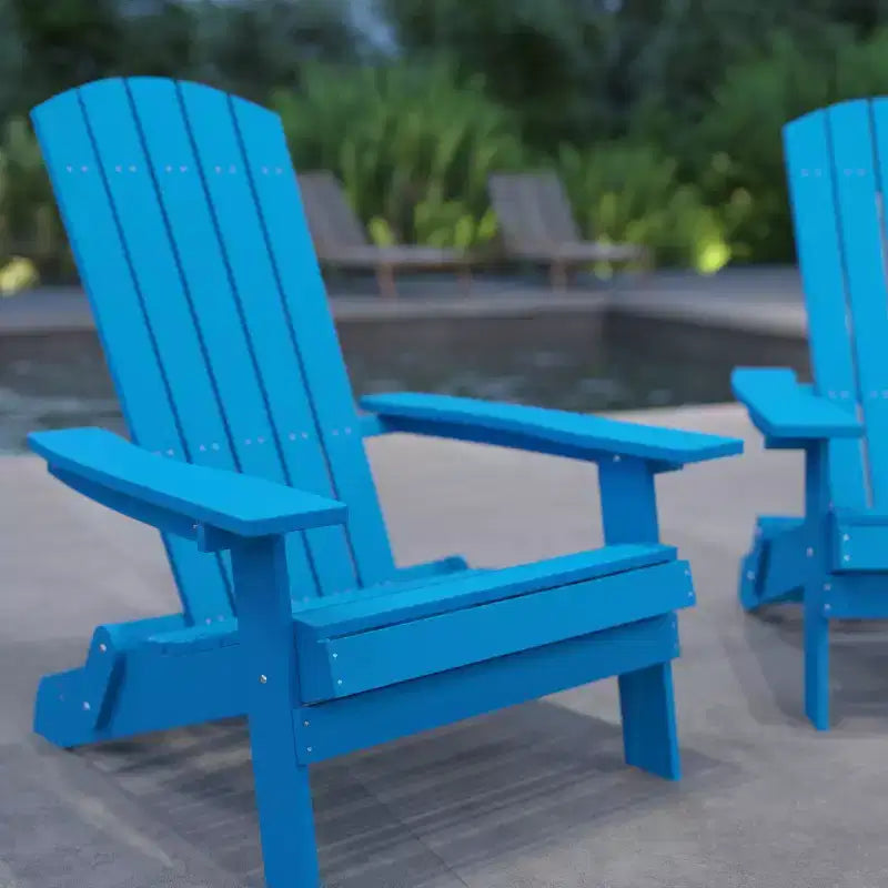 Merrick Lane Set di 2 Sedie Pieghevoli Adirondack in Poliresina - Sedia da Patio per Interni/Esterni per Tutte le Stagioni