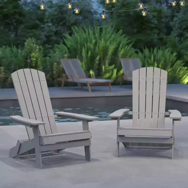 Merrick Lane Set di 2 Sedie Pieghevoli Adirondack in Poliresina - Sedia da Patio per Interni/Esterni per Tutte le Stagioni