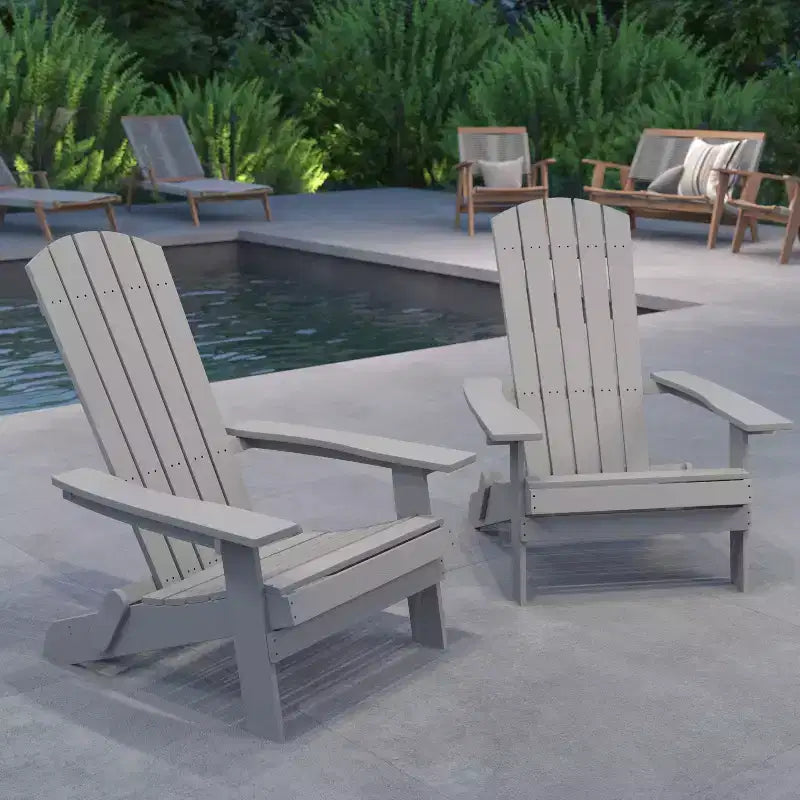 Merrick Lane Set di 2 Sedie Pieghevoli Adirondack in Poliresina - Sedia da Patio per Interni/Esterni per Tutte le Stagioni