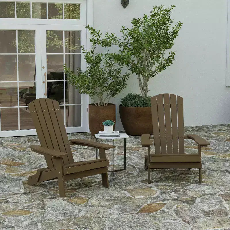 Merrick Lane Set di 2 Sedie Pieghevoli Adirondack in Poliresina - Sedia da Patio per Interni/Esterni per Tutte le Stagioni