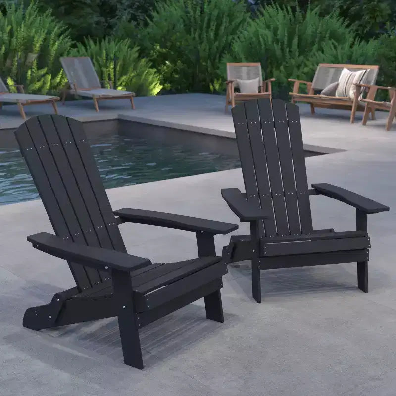 Merrick Lane Set di 2 Sedie Pieghevoli Adirondack in Poliresina - Sedia da Patio per Interni/Esterni per Tutte le Stagioni