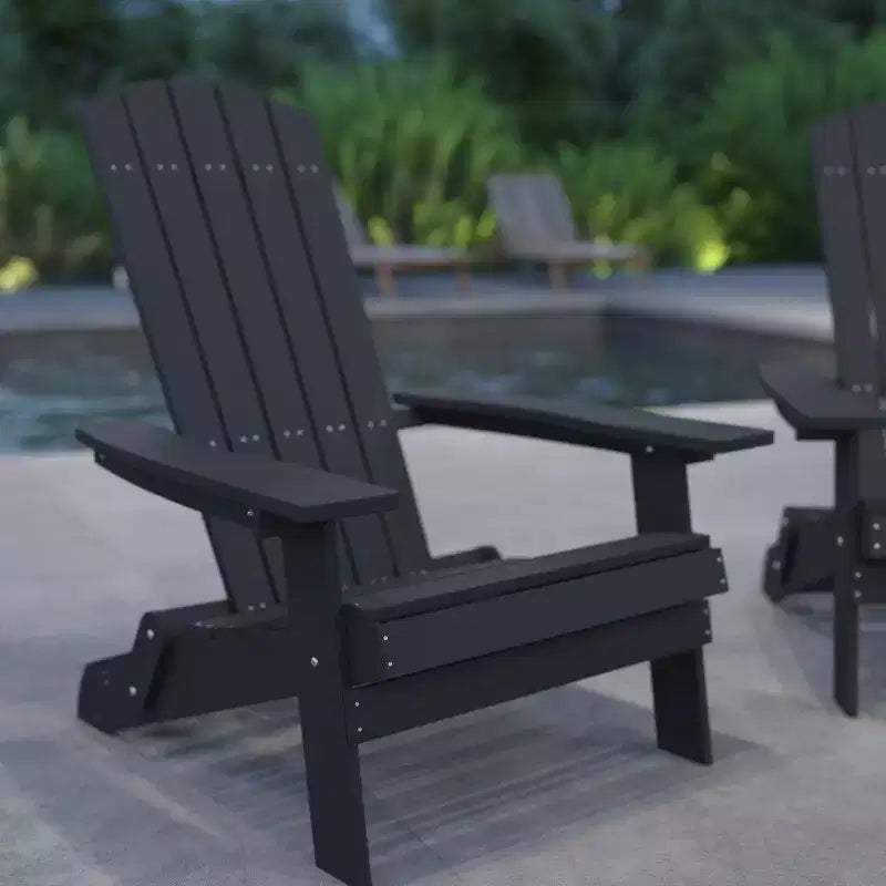 Merrick Lane Set di 2 Sedie Pieghevoli Adirondack in Poliresina - Sedia da Patio per Interni/Esterni per Tutte le Stagioni