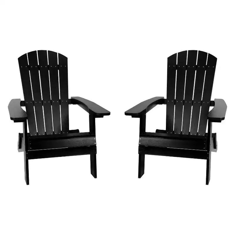 Merrick Lane Set di 2 Sedie Pieghevoli Adirondack in Poliresina - Sedia da Patio per Interni/Esterni per Tutte le Stagioni
