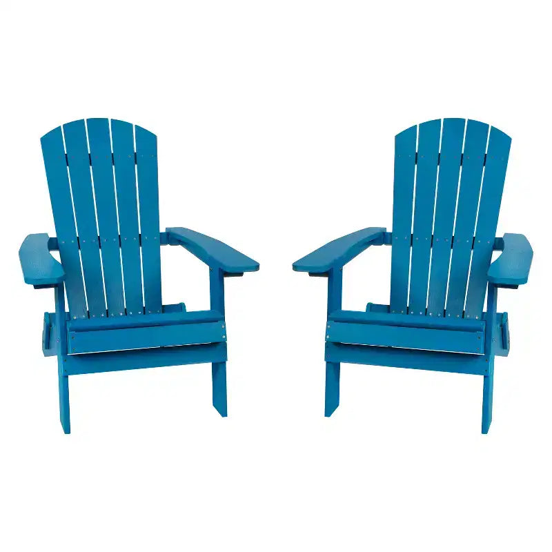 Merrick Lane Set di 2 Sedie Pieghevoli Adirondack in Poliresina - Sedia da Patio per Interni/Esterni per Tutte le Stagioni