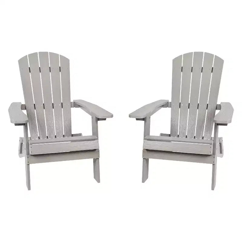 Merrick Lane Set di 2 Sedie Pieghevoli Adirondack in Poliresina - Sedia da Patio per Interni/Esterni per Tutte le Stagioni