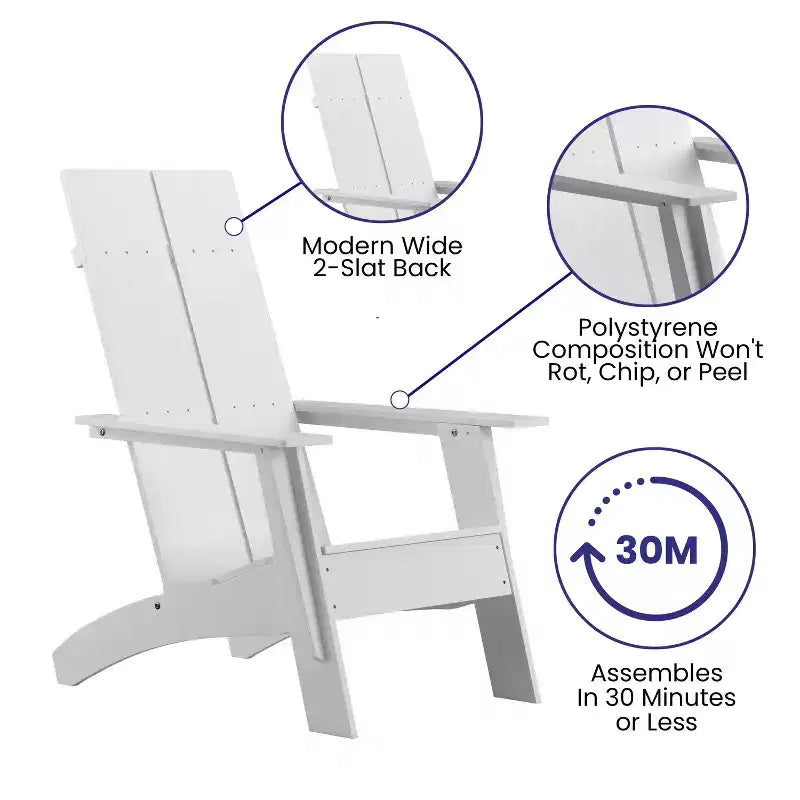 Sedia Adirondack in legno di poliresina per esterni Merrick Lane Modern 2 Slat Back