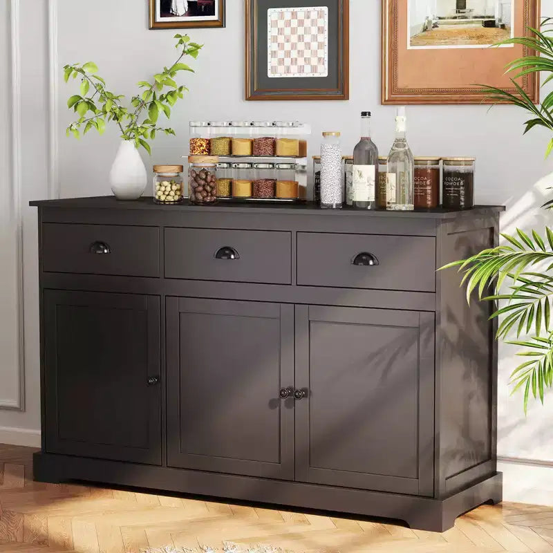 53.5 Storage Cabinet with 3 Drawers 2 Adjustable Shelves Buffet Sideboard
