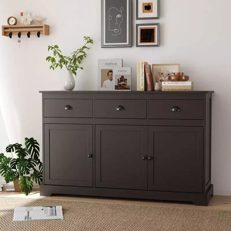 53.5 Storage Cabinet with 3 Drawers 2 Adjustable Shelves Buffet Sideboard