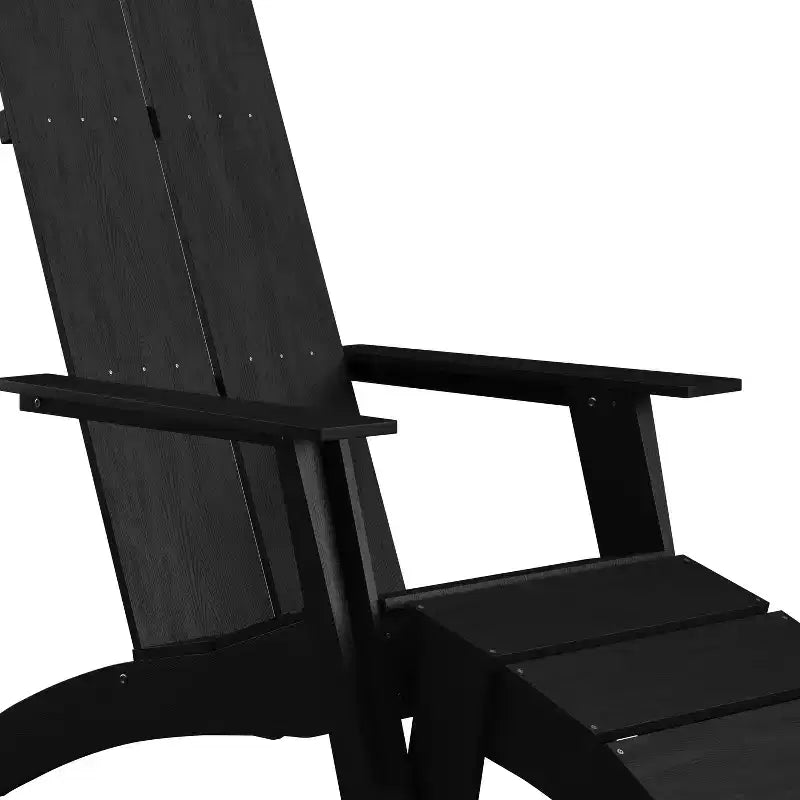 Flash Furniture Set di 2 sedie Adirondack Sawyer moderne in legno di poliresina per tutte le stagioni con poggiapiedi