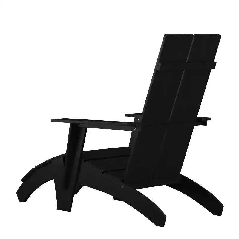 Flash Furniture Set di 2 sedie Adirondack Sawyer moderne in legno di poliresina per tutte le stagioni con poggiapiedi