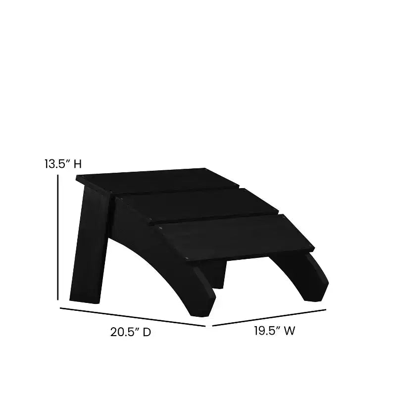 Sedia da patio Merrick Lane Adirondack moderna con schienale a doghe e poggiapiedi abbinato