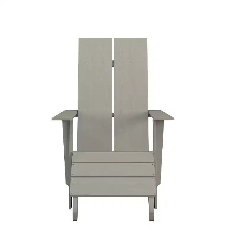 Sedia da patio Merrick Lane Adirondack moderna con schienale a doghe e poggiapiedi abbinato