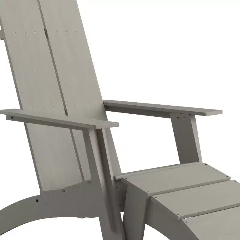 Sedia da patio Merrick Lane Adirondack moderna con schienale a doghe e poggiapiedi abbinato