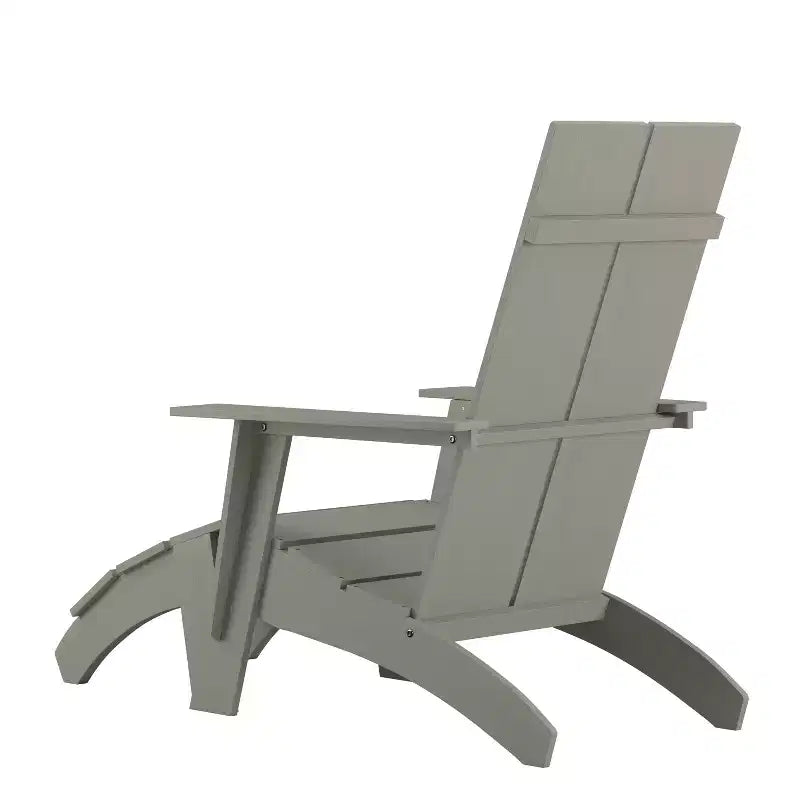Sedia da patio Merrick Lane Adirondack moderna con schienale a doghe e poggiapiedi abbinato