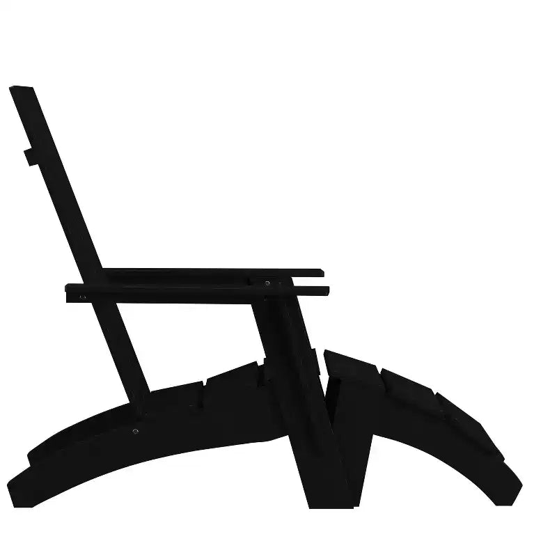Sedia da patio Merrick Lane Adirondack moderna con schienale a doghe e poggiapiedi abbinato