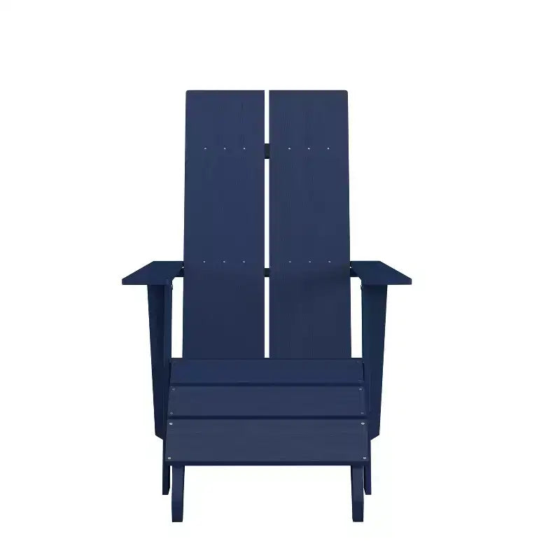 Sedia da patio Merrick Lane Adirondack moderna con schienale a doghe e poggiapiedi abbinato