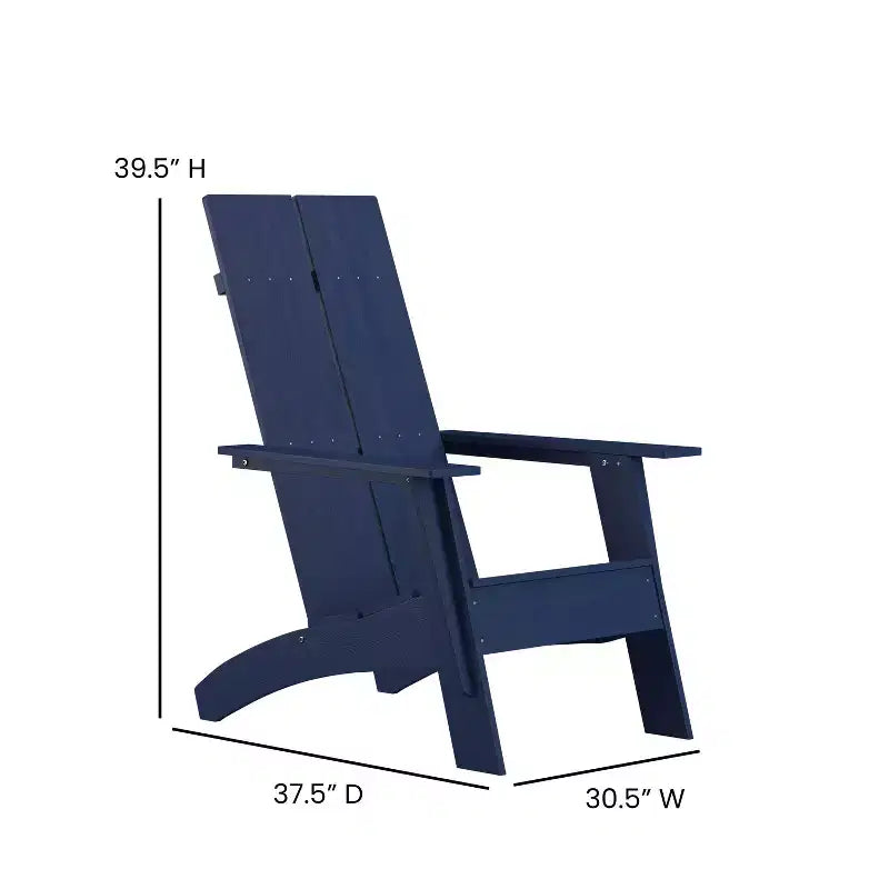 Sedia da patio Merrick Lane Adirondack moderna con schienale a doghe e poggiapiedi abbinato
