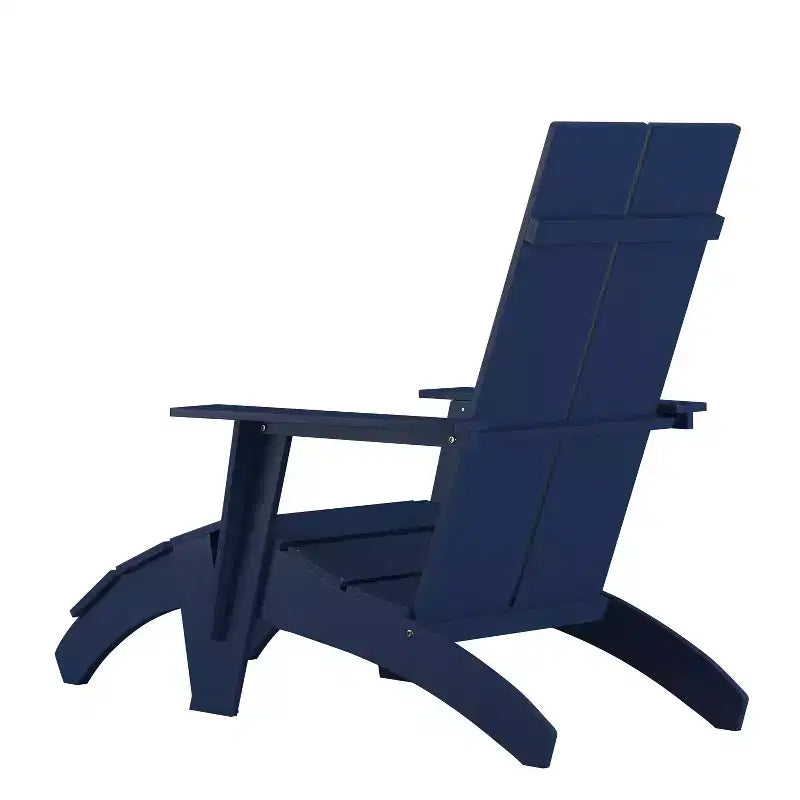 Sedia da patio Merrick Lane Adirondack moderna con schienale a doghe e poggiapiedi abbinato