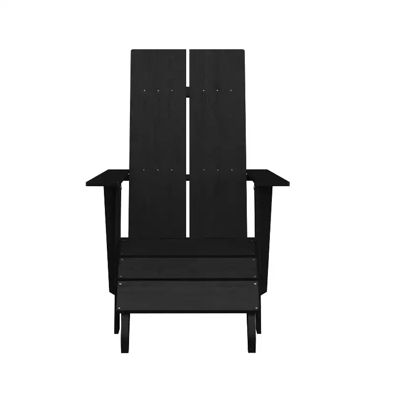 Sedia da patio Merrick Lane Adirondack moderna con schienale a doghe e poggiapiedi abbinato