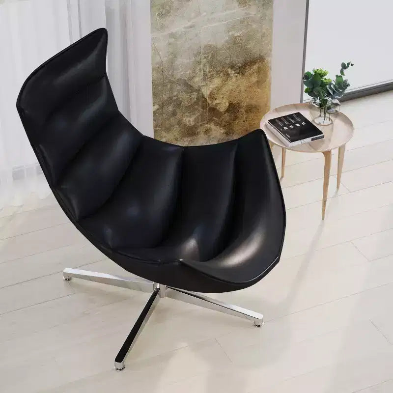 Contoured Swivel Accent Chair with Crisscross Metal Base