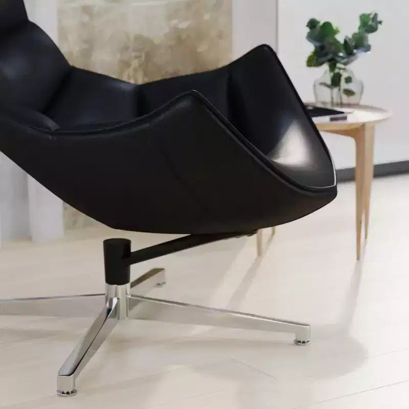 Contoured Swivel Accent Chair with Crisscross Metal Base