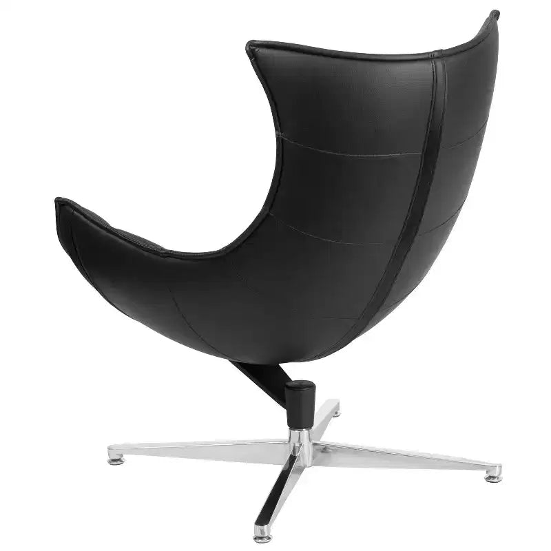 Contoured Swivel Accent Chair with Crisscross Metal Base