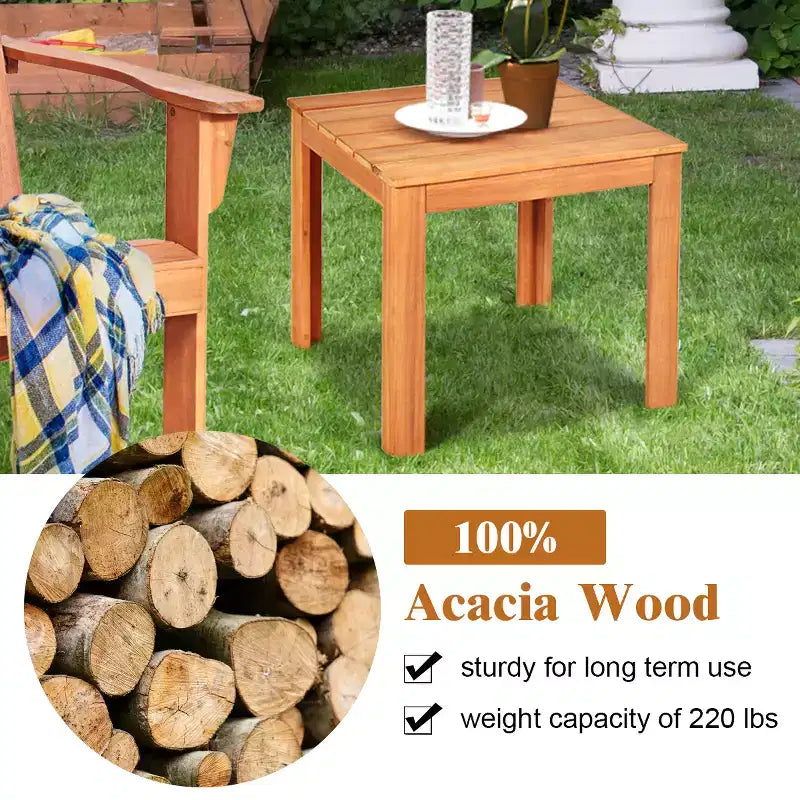 Set da 3 Mobili da Giardino per Patio, Tavolino e 2 Sedie Adirondack Costway