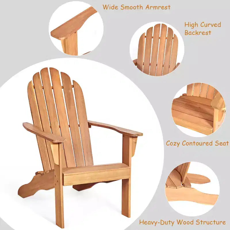 Set da 3 Mobili da Giardino per Patio, Tavolino e 2 Sedie Adirondack Costway