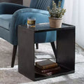 Tavolino laterale/finale industriale anticato color nichel, 20 x 12, con contenitore, nero, per soggiorno, camera da letto, comodino, ingresso, casa