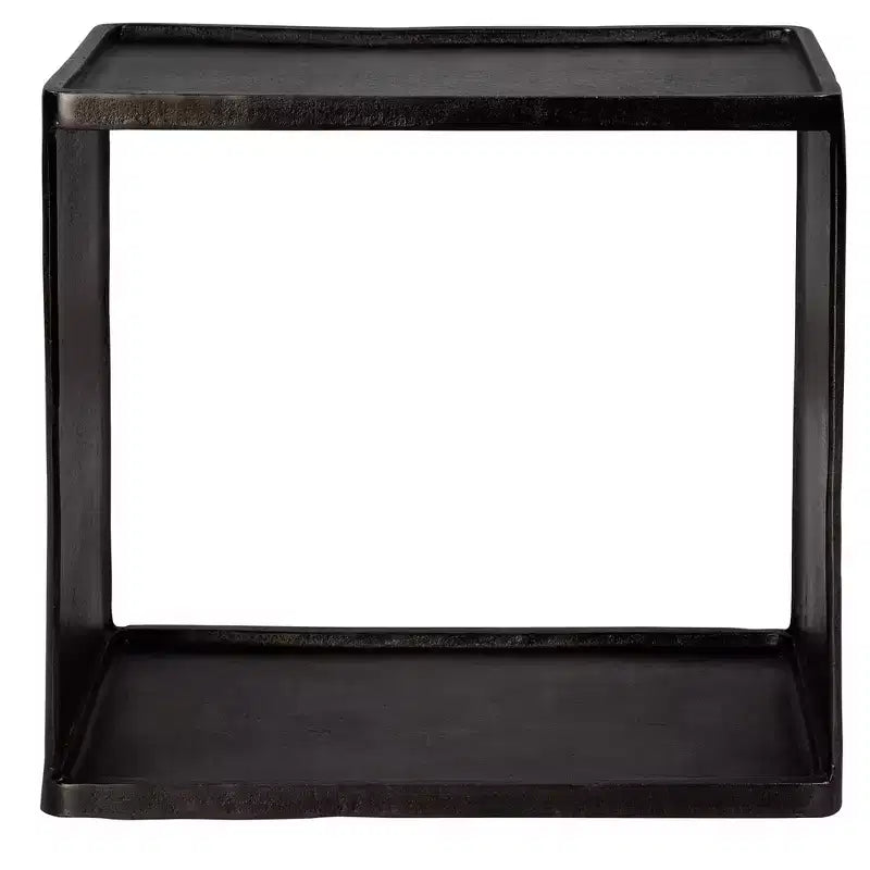 Tavolino laterale/finale industriale anticato color nichel, 20 x 12, con contenitore, nero, per soggiorno, camera da letto, comodino, ingresso, casa