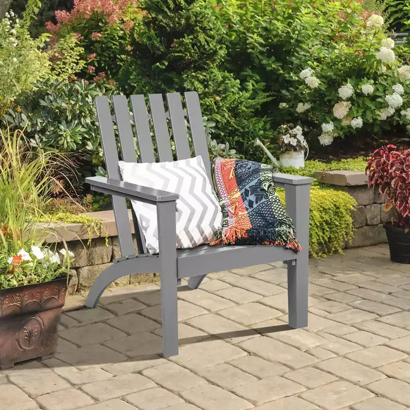 Sedia da Giardino Adirondack Costway in Legno di Acacia, con Braccioli, per Esterni Bianco\Nero\Grigio