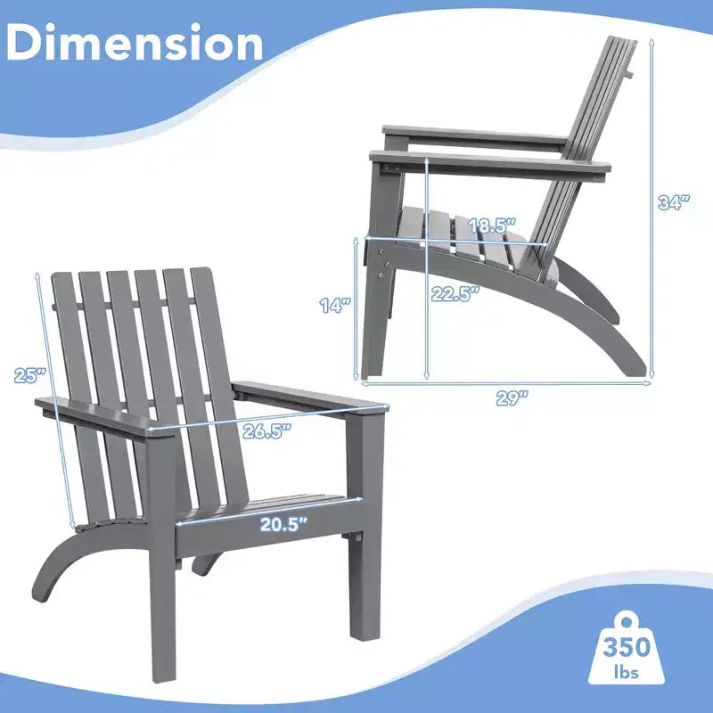 Sedia da Giardino Adirondack Costway in Legno di Acacia, con Braccioli, per Esterni Bianco\Nero\Grigio
