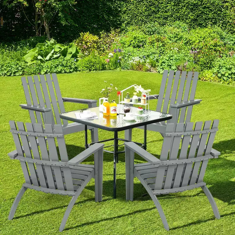 Sedia da Giardino Adirondack Costway in Legno di Acacia, con Braccioli, per Esterni Bianco\Nero\Grigio