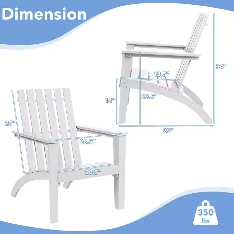 Sedia da Giardino Adirondack Costway in Legno di Acacia, con Braccioli, per Esterni Bianco\Nero\Grigio