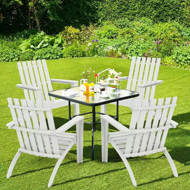 Sedia da Giardino Adirondack Costway in Legno di Acacia, con Braccioli, per Esterni Bianco\Nero\Grigio
